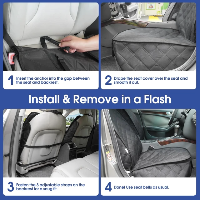 Alt view image 5 of 7 - Front Seat Cover for Dogs with Side Flaps, Heavy Duty 900D Waterproof Seat Protector, Protects from Dirt & Scratches, for Pets & Daily Use, Fits Cars SUV Trucks Minivans (1-Pack)