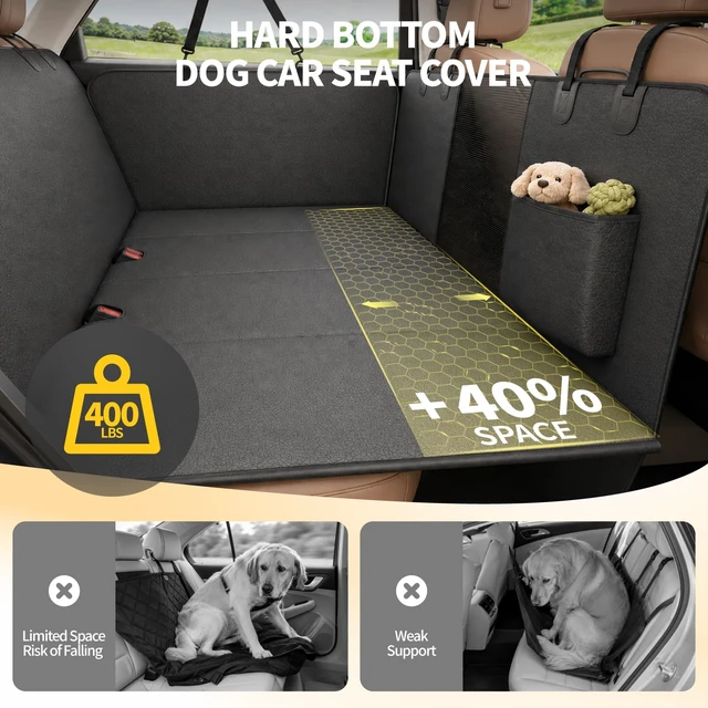 Alt view image 2 of 6 - Dog Car Seat Cover for Back Seat, Hard Bottom Back Seat Extender for Dogs - Supports 400lbs, PU Leather Back Seat Pet Cover, Dog Hammock for Cars/SUVs/Small Trucks