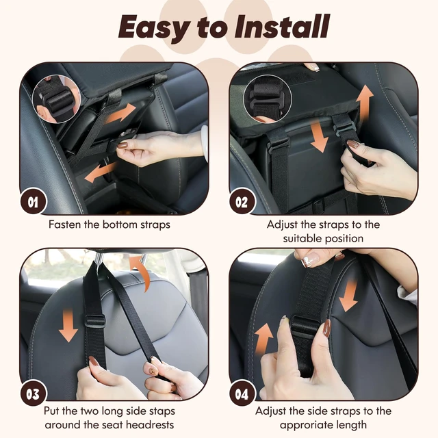 Alt view image 6 of 6 - Middle Center Console Dog Car Seats for Small Dogs Up to 11lbs, Black | Portable Dog Booster Car Seat, Multi-Purpose Puppy CarSeat with Adjustable Harness, Small Dog Cat Pet Car Carriers for Travel