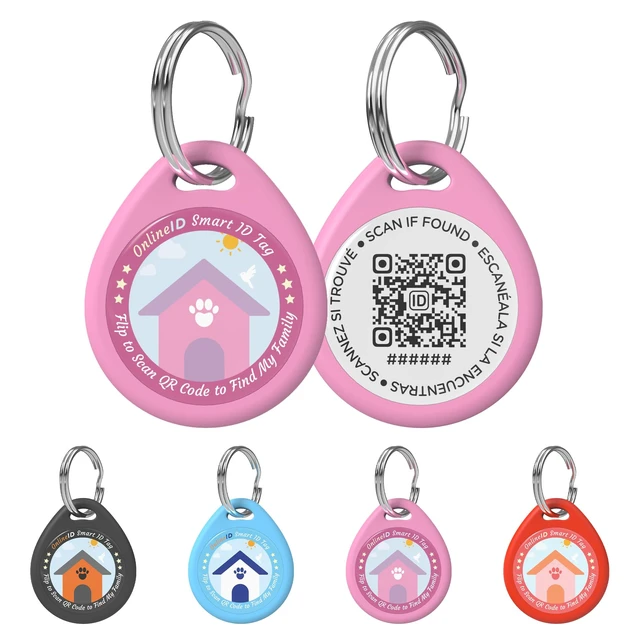Main image of Personalized Dog Tags, QR Code Pet ID Tags, Pink, L | 1 Pack, Online profile system, Editable names and phone numbers