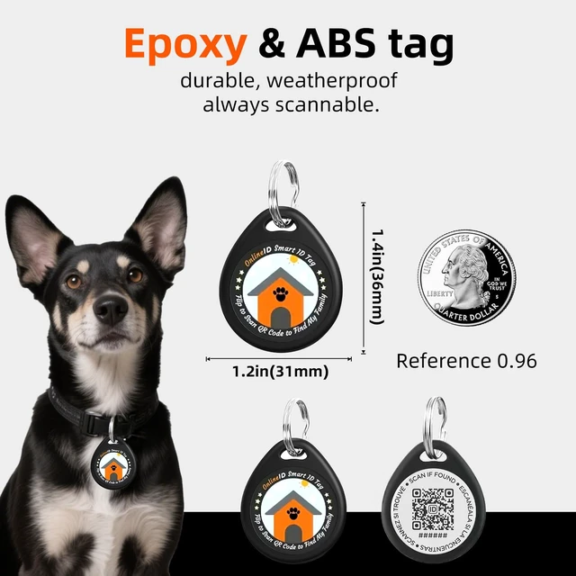 Alt view image 2 of 7 - Personalized Dog Tags, QR Code Pet ID Tags, Pink, L | 1 Pack, Online profile system, Editable names and phone numbers