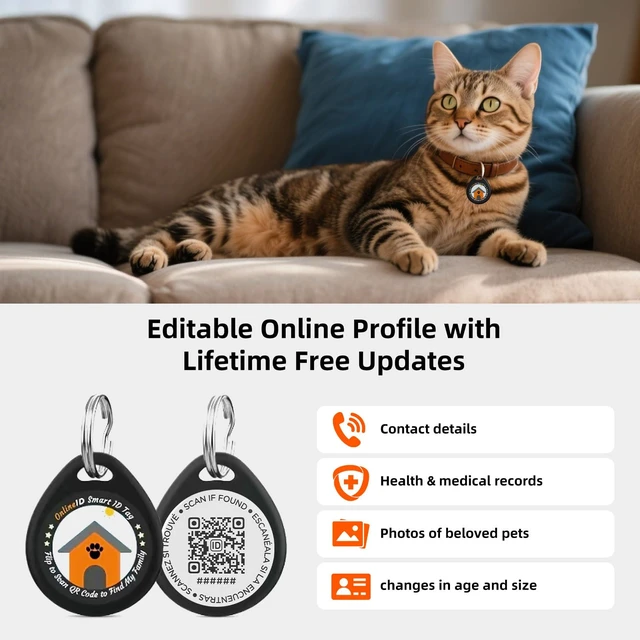 Alt view image 4 of 7 - Personalized Dog Tags, QR Code Pet ID Tags, Pink, L | 1 Pack, Online profile system, Editable names and phone numbers