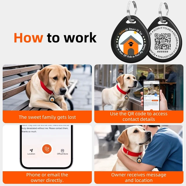 Alt view image 6 of 7 - Personalized Dog Tags, QR Code Pet ID Tags, Pink, L | 1 Pack, Online profile system, Editable names and phone numbers