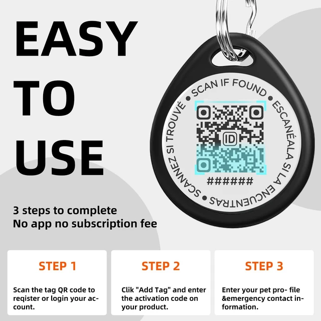 Alt view image 5 of 7 - Personalized Dog Tags, QR Code Pet ID Tags, Pink, L | 1 Pack, Online profile system, Editable names and phone numbers