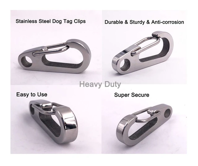 Alt view image 2 of 6 - 2 Pack Dog Tag Clips, Stainless Steel Heavy Duty Quick Clips Pet ID Tag Holder for Dog/Cat Collar and Harness
