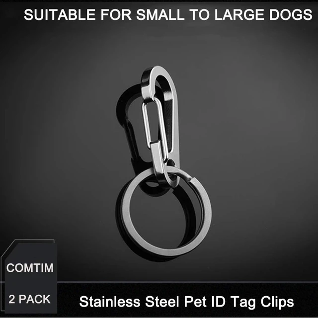 Alt view image 6 of 6 - 2 Pack Dog Tag Clips, Stainless Steel Heavy Duty Quick Clips Pet ID Tag Holder for Dog/Cat Collar and Harness