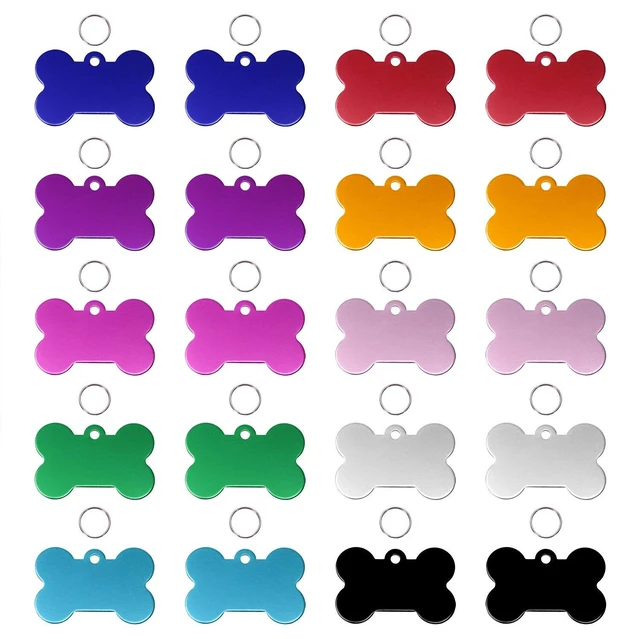 Main image of Aluminum Alloy Pet ID Tags 20Pcs Bone Shaped Blank Engraved Dog Cat Name Phone Number Identification Card Tags