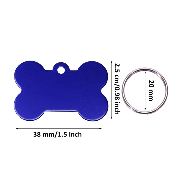 Alt view image 2 of 3 - Aluminum Alloy Pet ID Tags 20Pcs Bone Shaped Blank Engraved Dog Cat Name Phone Number Identification Card Tags