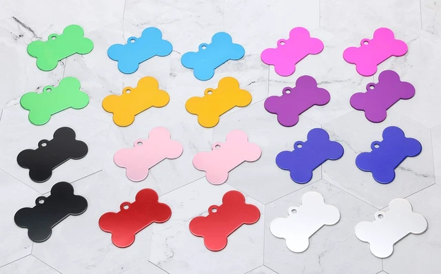 Alt view image 3 of 3 - Aluminum Alloy Pet ID Tags 20Pcs Bone Shaped Blank Engraved Dog Cat Name Phone Number Identification Card Tags