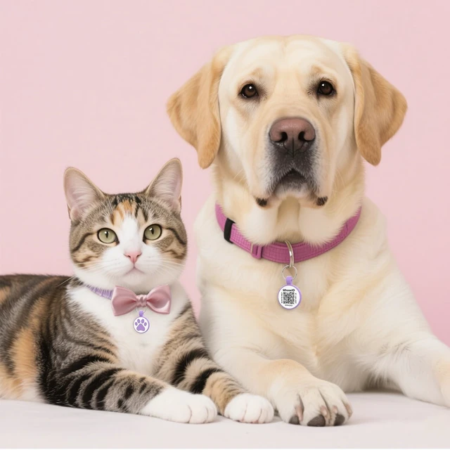 Alt view image 6 of 7 - QR Code Tag, Modifiable Online Profile Page, Multiple Emergency Contact, Silent Silicone, Lightweight, No Jinging, Collar Accessories, Personalized Cat Tag (Small Breeds - 1", Purple)