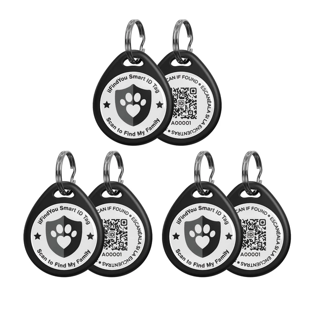Main image of 3 Pack QR Code Dog Tags Personalized for Pets, Anti-Lost, Black | No Subscription or Fees, No APP Easy to Use, Modifiable Online Profile, Emergency Contacts, Real-time Scan Alerts, Photos