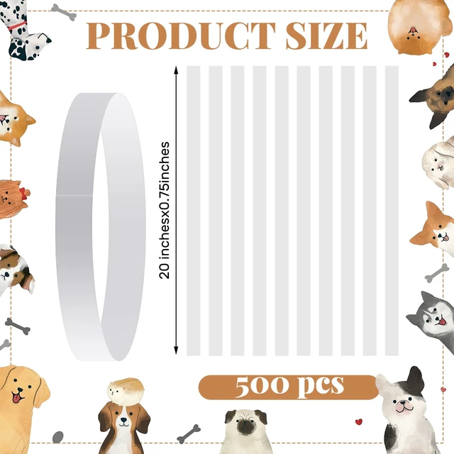 Alt view image 2 of 6 - 500 Count 20inch Adjustable Paper Dog Collars with Tear Resistant Waterproof Whelping Collars Paper Puppy ID Bands Adhesive Pet Identification Tags for Newborn Dog Cat Hospitals(White)