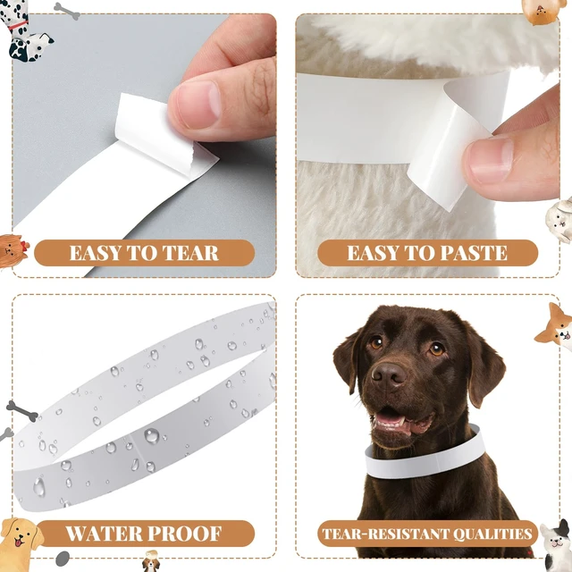 Alt view image 3 of 6 - 500 Count 20inch Adjustable Paper Dog Collars with Tear Resistant Waterproof Whelping Collars Paper Puppy ID Bands Adhesive Pet Identification Tags for Newborn Dog Cat Hospitals(White)