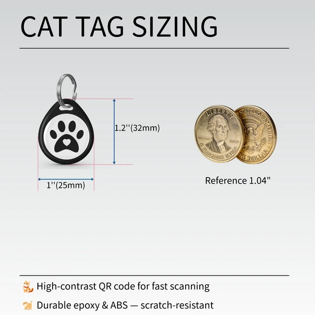 Alt view image 2 of 7 - QR Code Cat ID Tag for Collar, Smart Pet ID with Free Online Profile, Instant Scan to Contact Owner, Silent Anti-Lost Cat Tag, No App or Subscription, Black 1