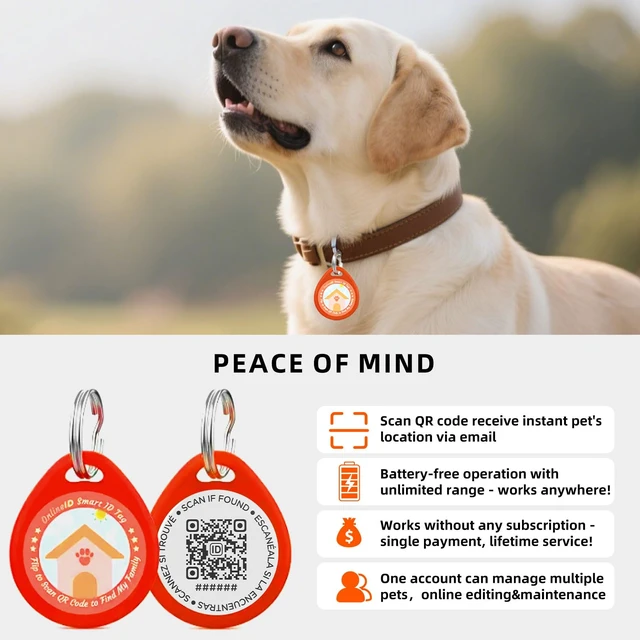 Alt view image 7 of 7 - 2 Pack Personalized Dog Tags,QR Code Pet ID Tags with Online Profile systerm,Editable Any Names and Phone numbles,2*Pink,L