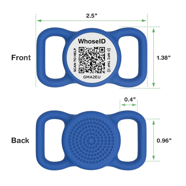 Alt view image 2 of 7 - QR Code Dog Tag with NFC, Personalized Pet ID Tag, Silicone Dog ID Tag, Modifiable Pet Online Profile, Multiple Emergency Contact, Scan QR Code Send GPS Location Email (Regular, Navy Blue)