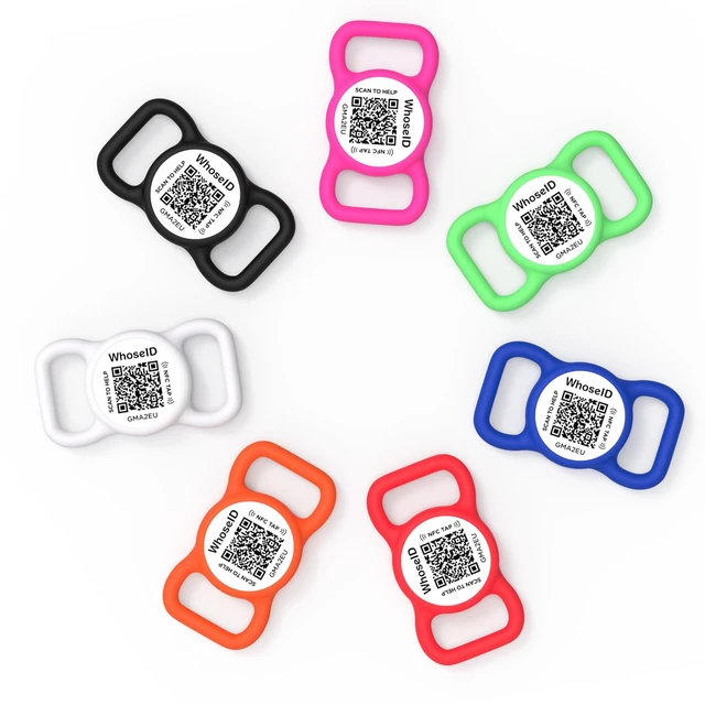 Alt view image 7 of 7 - QR Code Dog Tag with NFC, Personalized Pet ID Tag, Silicone Dog ID Tag, Modifiable Pet Online Profile, Multiple Emergency Contact, Scan QR Code Send GPS Location Email (Regular, Navy Blue)