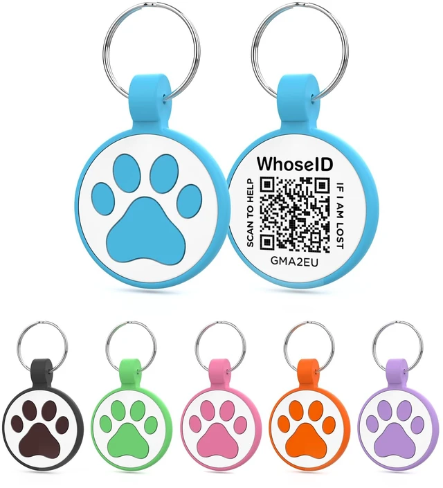 Main image of QR Code Cat Tag, Modifiable Pet Online Profile Page, Multiple Emergency Contact, Silent Silicone, Lightweight, No Jinging, Collar Accessories, QR Cat ID Tag (Small Breeds - 1", Blue)