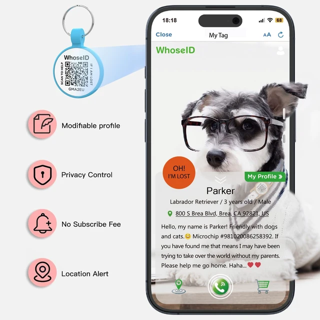 Alt view image 3 of 7 - QR Code Cat Tag, Modifiable Pet Online Profile Page, Multiple Emergency Contact, Silent Silicone, Lightweight, No Jinging, Collar Accessories, QR Cat ID Tag (Small Breeds - 1", Blue)