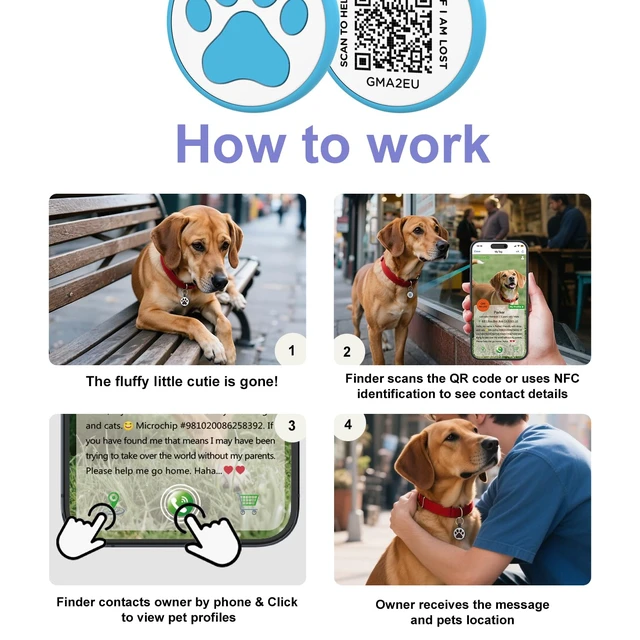 Alt view image 4 of 7 - QR Code Cat Tag, Modifiable Pet Online Profile Page, Multiple Emergency Contact, Silent Silicone, Lightweight, No Jinging, Collar Accessories, QR Cat ID Tag (Small Breeds - 1", Blue)