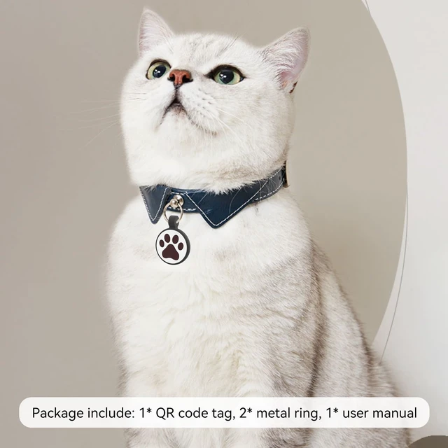 Alt view image 7 of 7 - QR Code Cat Tag, Modifiable Pet Online Profile Page, Multiple Emergency Contact, Silent Silicone, Lightweight, No Jinging, Collar Accessories, QR Cat ID Tag (Small Breeds - 1", Blue)