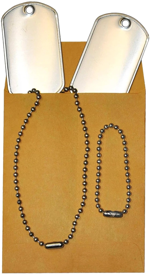 Main image of Blank Military Dog Tags Set with 24" & 4.5" Stainless Steel Ball Chains - Durable T304 Stainless Steel ID Tags for Crafts, DIY Engraving, Pets, Backpacks & Everyday Wear