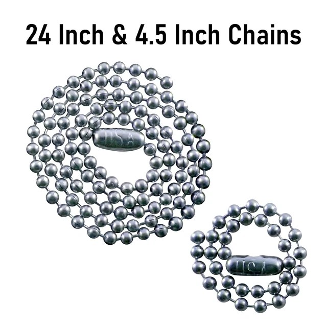 Alt view image 3 of 7 - Blank Military Dog Tags Set with 24" & 4.5" Stainless Steel Ball Chains - Durable T304 Stainless Steel ID Tags for Crafts, DIY Engraving, Pets, Backpacks & Everyday Wear
