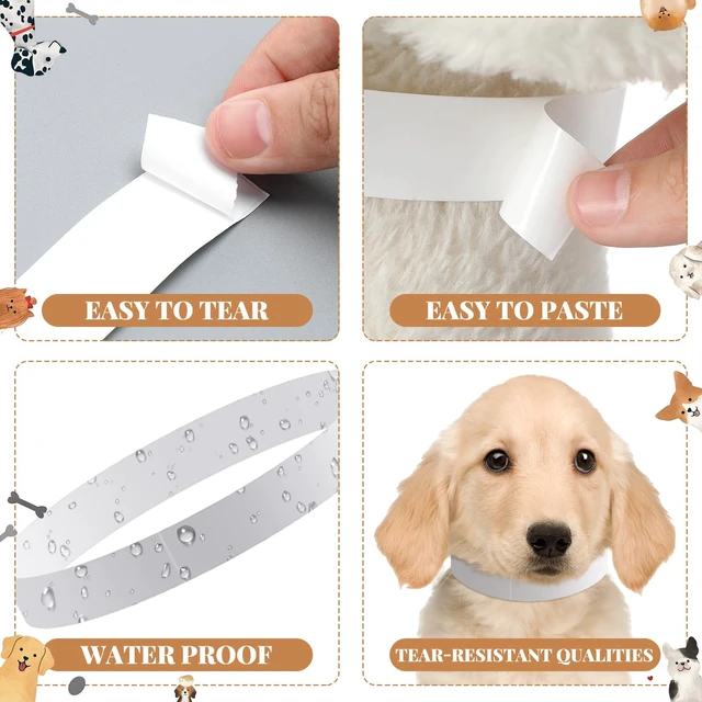 Alt view image 3 of 7 - 500 Count 10 Inch White Adjustable Paper Dog Collars with Tear Resistant Waterproof Whelping Collars Paper Puppy ID Bands Adhesive Pet Identification Tags for Newborn Dog Cat Animal