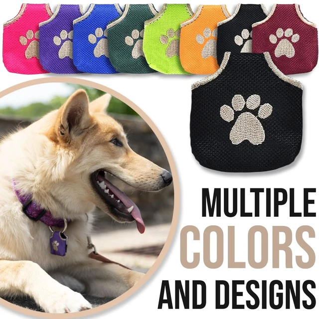 Alt view image 6 of 7 - Dog Tag Silencer, Black Pawprint - Quiet Noisy Pet Tags - Fits Up to Four Pet IDs - Dog Tag Cover Protects Metal Pets IDs, Made of Durable Nylon, Universal Fit, Machine Washable