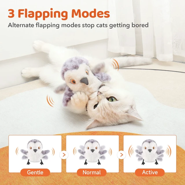 Alt view image 3 of 7 - Cat Toys Flapping Bird (No Flying), Lifelike Sandpiper Chirp Tweet, Rechargeable Touch Activated Kitten Toy Interactive Cat Exercise Toys for All Breeds Cat Kicker Catnip Toys 4.0"
