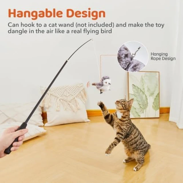 Alt view image 7 of 7 - Cat Toys Flapping Bird (No Flying), Lifelike Sandpiper Chirp Tweet, Rechargeable Touch Activated Kitten Toy Interactive Cat Exercise Toys for All Breeds Cat Kicker Catnip Toys 4.0"
