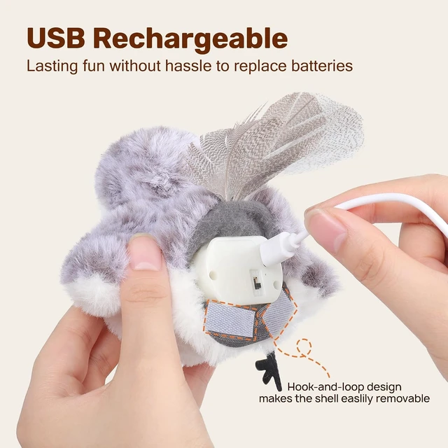 Alt view image 5 of 7 - Cat Toys Flapping Bird (No Flying), Lifelike Sandpiper Chirp Tweet, Rechargeable Touch Activated Kitten Toy Interactive Cat Exercise Toys for All Breeds Cat Kicker Catnip Toys 4.0"