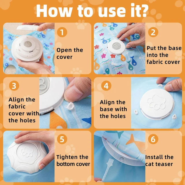 Alt view image 6 of 7 - Interactive Cat Toy, Peek-a-Boo Series Hidden Feather Wand, Rechargeable Indoor Hunting Toy, Squeaky Bird Sound, and Small Fish Pattern Cover
