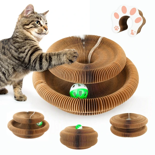 Main image of Cat Toy Interactive for Indoor Cats Scratcher | Magic Organ Cardboard Cat Scratching Post, Foldable Cat Toy with Bell, Exercise&Play for Indoor Small&Medium-Sized Cats