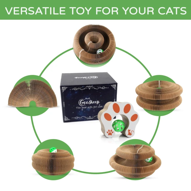 Alt view image 3 of 7 - Cat Toy Interactive for Indoor Cats Scratcher | Magic Organ Cardboard Cat Scratching Post, Foldable Cat Toy with Bell, Exercise&Play for Indoor Small&Medium-Sized Cats