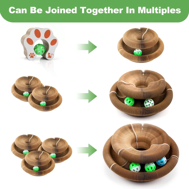 Alt view image 5 of 7 - Cat Toy Interactive for Indoor Cats Scratcher | Magic Organ Cardboard Cat Scratching Post, Foldable Cat Toy with Bell, Exercise&Play for Indoor Small&Medium-Sized Cats