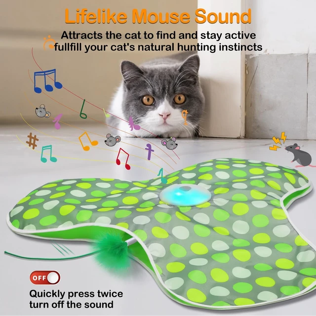 Alt view image 3 of 7 - Interactive Cat Toys,Moving Concealed Feathers Toy for Indoor Cats | Mouse Squeaky,Touch Activated,Cat Kitten Toy Exercise Toys for Indoor Bored Adult Cats,Rechargeable Cat Stimulation Teaser