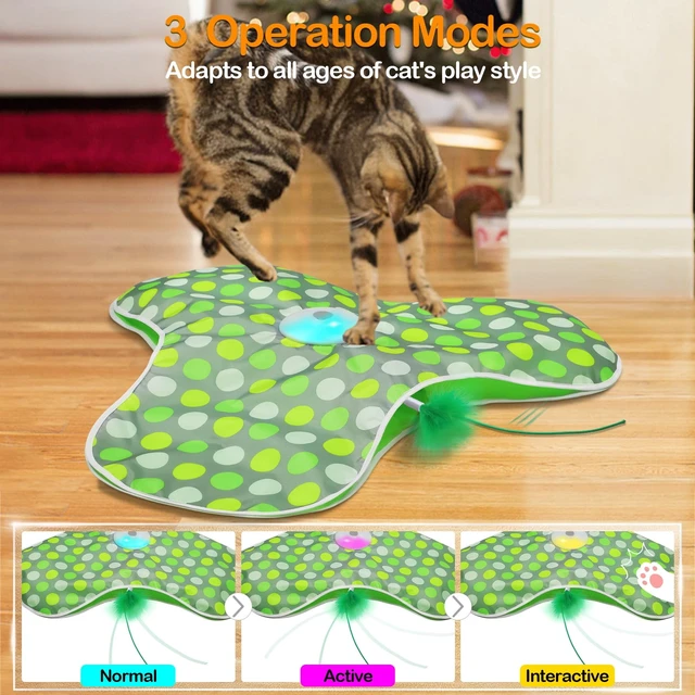 Alt view image 5 of 7 - Interactive Cat Toys,Moving Concealed Feathers Toy for Indoor Cats | Mouse Squeaky,Touch Activated,Cat Kitten Toy Exercise Toys for Indoor Bored Adult Cats,Rechargeable Cat Stimulation Teaser