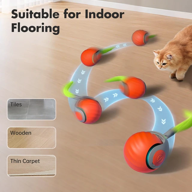 Alt view image 2 of 7 - Speedy Sprint Ball Toy for Cat Type-C Rechargeable Interactive Cats Toy (Orange 2.0)