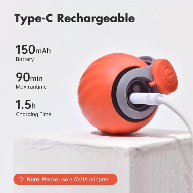 Alt view image 6 of 7 - Speedy Sprint Ball Toy for Cat Type-C Rechargeable Interactive Cats Toy (Orange 2.0)