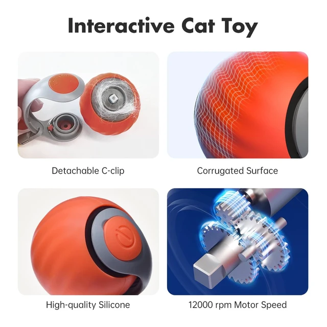 Alt view image 7 of 7 - Speedy Sprint Ball Toy for Cat Type-C Rechargeable Interactive Cats Toy (Orange 2.0)
