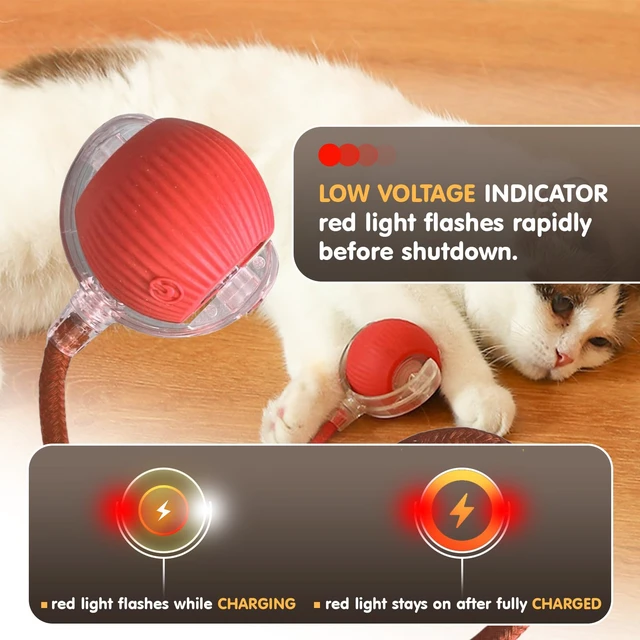 Alt view image 7 of 7 - Durable Interactive Cat Toys for Indoor Cats (red, 01) | Smart Automatic Cat Chase Ball Toy, Upgraded Speedy Tail Kitten Toy for Bored Indoor Adult Pets
