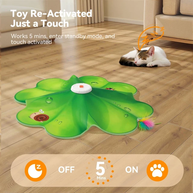 Alt view image 6 of 7 - Rechargeable Cat Toys, 2 in 1 Hide and Seek Game Interactive Cat Toy, Movable LED Red Dot, Moving Concealed Feathers, Durable Exercise Toys for Indoor Cats, Bored Adult Cats Wand Toy