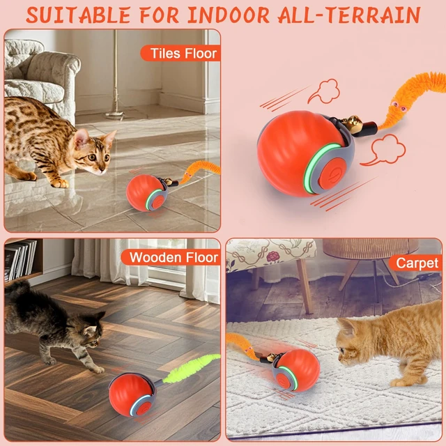 Alt view image 6 of 7 - 2Pack Interactive Cat Toy Ball - Automatic Interactive Cat Toys for Indoor Cats with 3 Tails, 2 Speeds Rechargeable Enrichment for Small/Medium/Large to Keep Them Busy