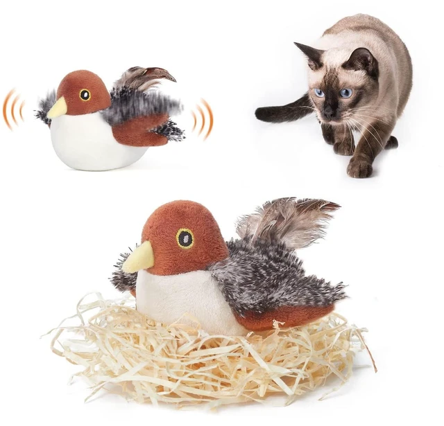 Main image of Cat Toys Rechargeable Flapping Bird Sparrow, Lifelike Chirp Tweet, Touch Activated Kitten Toy Interactive Cat Exercise Toys for All Breeds Cat Kicker Catnip Toys 4.0 Inches