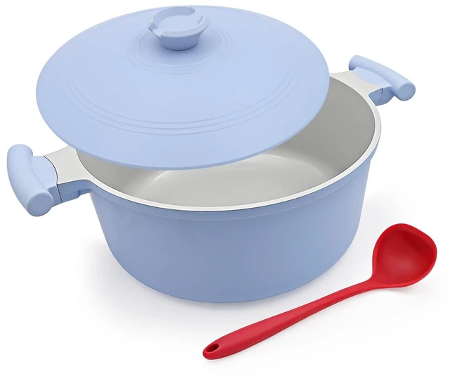Main image of 5 Quart Lightweight Dutch Oven Pot with Lid, Ceramic Cooking Pot Nonstick, Aluminum Cookware for Stews Braising and Frying, Induction Pot for All Stoves, Stay-Cool Handle, PFOA Free, Blue