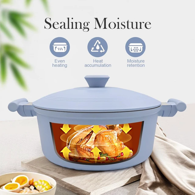 Alt view image 2 of 6 - 5 Quart Lightweight Dutch Oven Pot with Lid, Ceramic Cooking Pot Nonstick, Aluminum Cookware for Stews Braising and Frying, Induction Pot for All Stoves, Stay-Cool Handle, PFOA Free, Blue