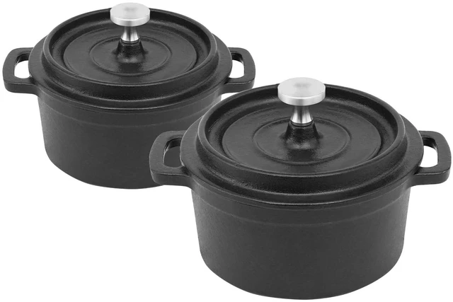 Main image of Mini Cocotte 8 oz Pre-Seasoned Mini Dutch Oven 0.25 qt. Cast Iron Garlic Roaster for Oven Garlic Confit Pot Ramekins with Lids Oven Safe Set of 2