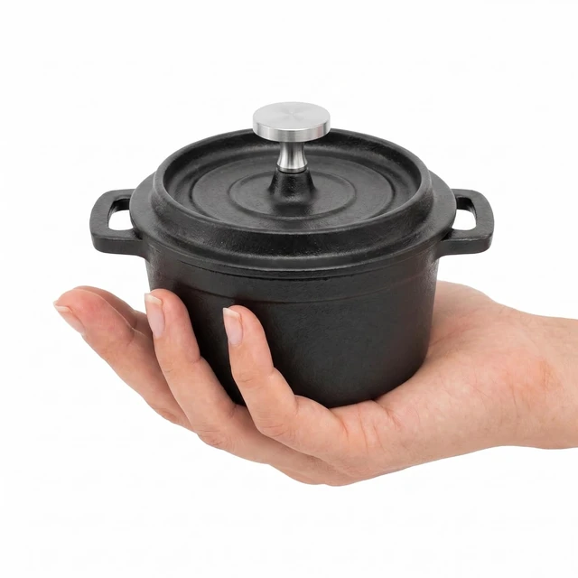 Alt view image 2 of 7 - Mini Cocotte 8 oz Pre-Seasoned Mini Dutch Oven 0.25 qt. Cast Iron Garlic Roaster for Oven Garlic Confit Pot Ramekins with Lids Oven Safe Set of 2