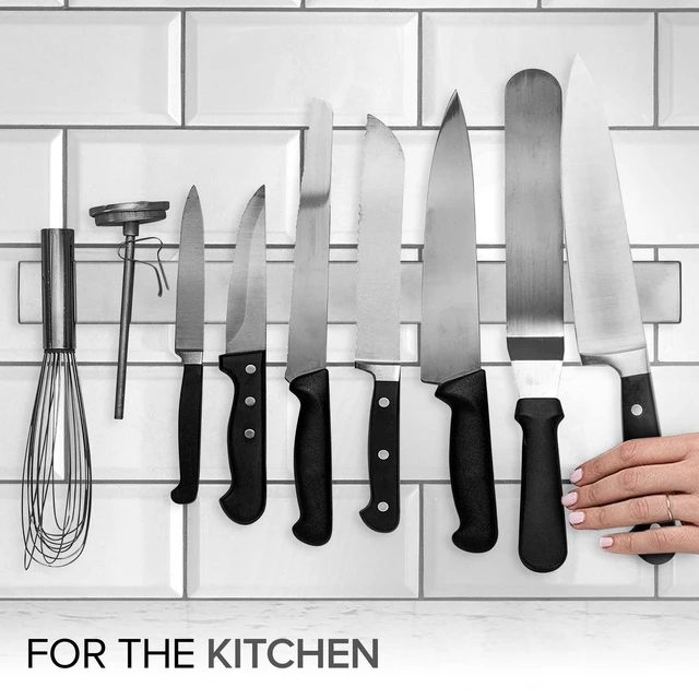 Alt view image 4 of 7 - Magnetic Knife Holder for Wall and Fridge - 18" Knife Magnetic Strip, Magnet Kitchen Knife Holder and Rack, Stainless Steel Magnetic Knife Bar for Kitchen Utensils